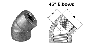 Threaded Elbow 45 exporter, Threaded Elbow 45 suppliers india, Threaded Elbow 45 stockist